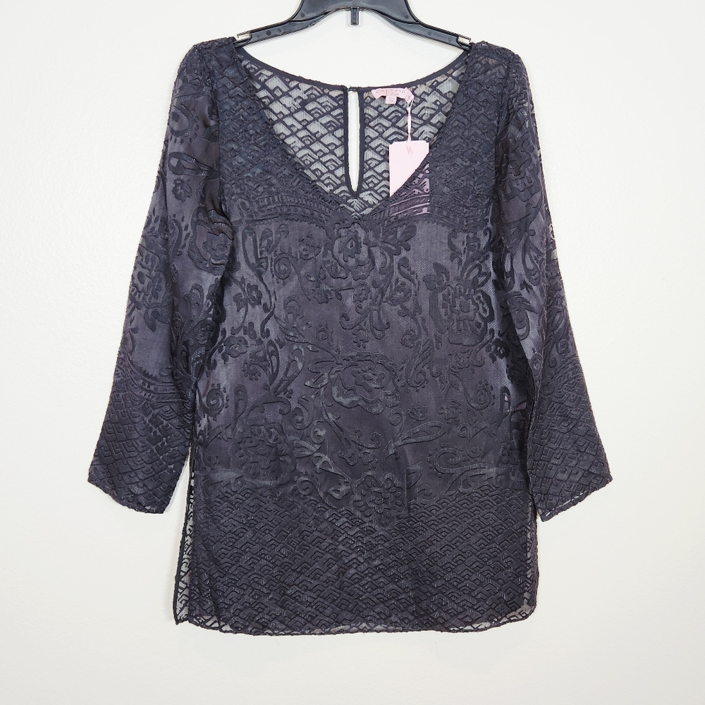 CALYPOS ST BARTH Burn Out Velvet Tunic Small Cover-up Resort Vacation Beach